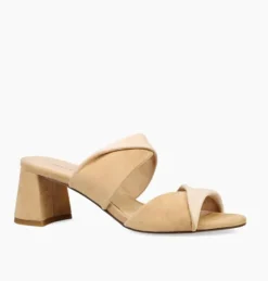The Dual Twist Slide Sandal in Latte
