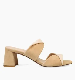 The Dual Twist Slide Sandal in Latte