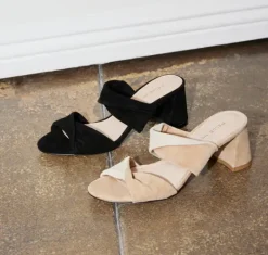 The Dual Twist Slide Sandal in Black