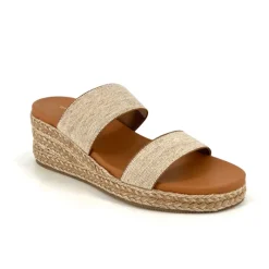 The Elastic 2 Band Espadrille in Natural Linen