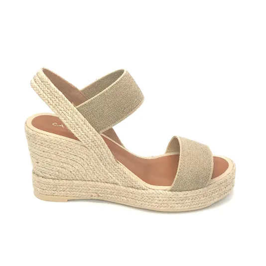 The Elastic 2 Band Espadrille in Natural Linen