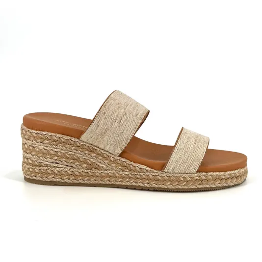 The Elastic 2 Band Espadrille in Natural Linen