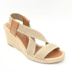 The Elastic Espadrille Sandal in Natural Linen