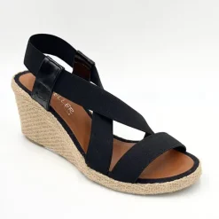 The Elastic Espadrille Sandal in Black