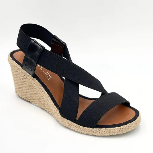 The Elastic Espadrille Sandal in Black