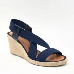 The Elastic Espadrille Sandal in Navy