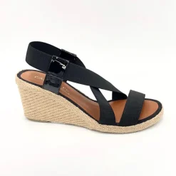 The Elastic Espadrille Sandal in Black