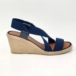 The Elastic Espadrille Sandal in Navy