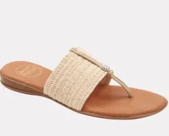 The Elastic Raffia Thong Sandal in Natural