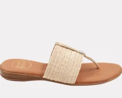 The Elastic Raffia Thong Sandal in Natural