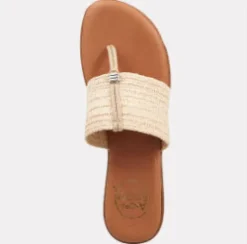 The Elastic Raffia Thong Sandal in Natural