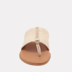The Elastic Raffia Thong Sandal in Natural