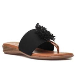 The Elastic Thong Puff Sandal in Black