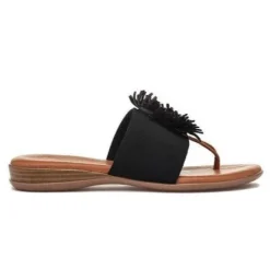 The Elastic Thong Puff Sandal in Black