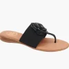 The Elastic Thong Sandal w Flower in Black