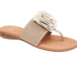The Elastic Thong Sandal w Flower in Beige Platino