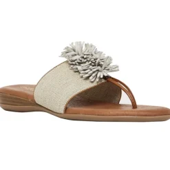 The Elastic Thong Sandal in Beige Linen
