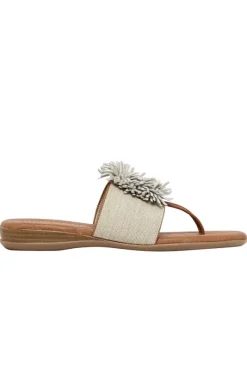 The Elastic Thong Sandal in Beige Linen