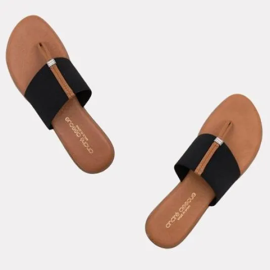 The Elastic Thong Sandal in Black