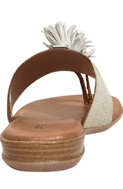 The Elastic Thong Sandal in Beige Linen