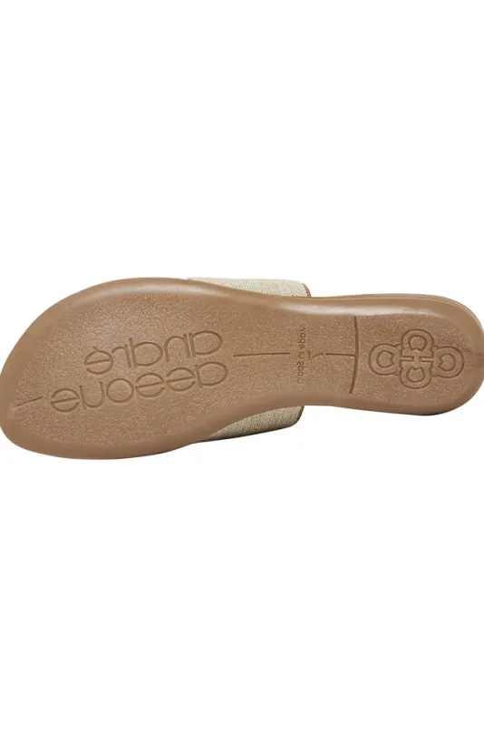 The Elastic Thong Sandal in Beige Linen