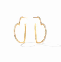 The Esme Heart Hoop in Gold Crystal