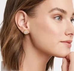 The Fleur-de-Lis Stud Earring in Gold CZ