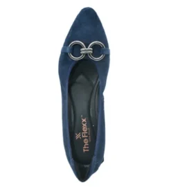 The Flexible Pointed Flat with Ornament in Navy