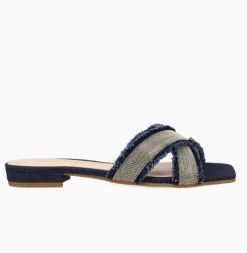 The Frayed Edge X Band Chain Sandal in Indigo