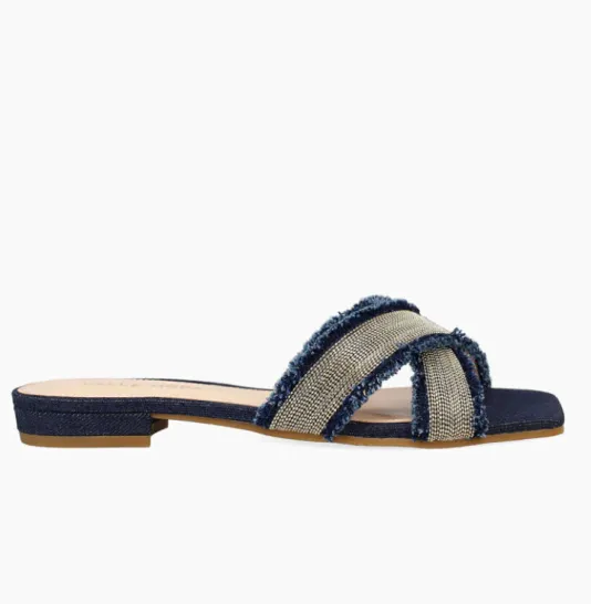 The Frayed Edge X Band Chain Sandal in Indigo