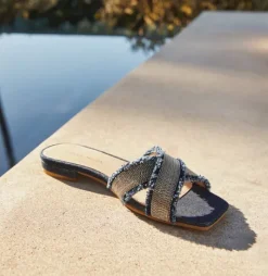 The Frayed Edge X Band Chain Sandal in Indigo
