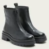The Front Zip Lug Sole Bootie in Black