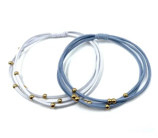 The Gold Fill Water Pony Bracelet Hair Band in White Blue
