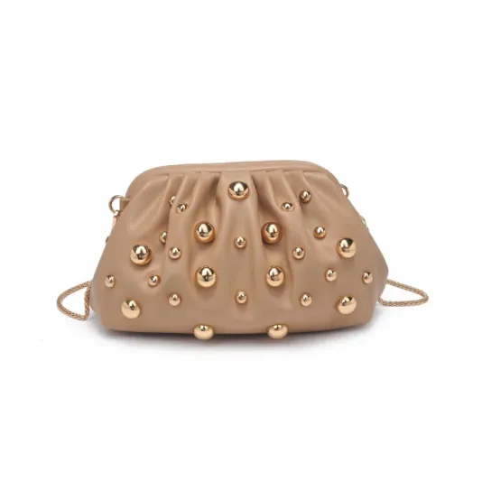 The Gold Stud Clutch in Nude