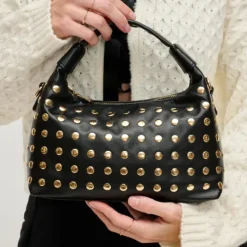 The Gold Stud Crossbody in Black