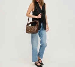 The Gold Stud Crossbody in Espresso