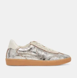 The Gum Sole Court Lace Sneaker in Silver