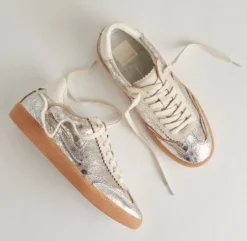 The Gum Sole Court Lace Sneaker in Silver