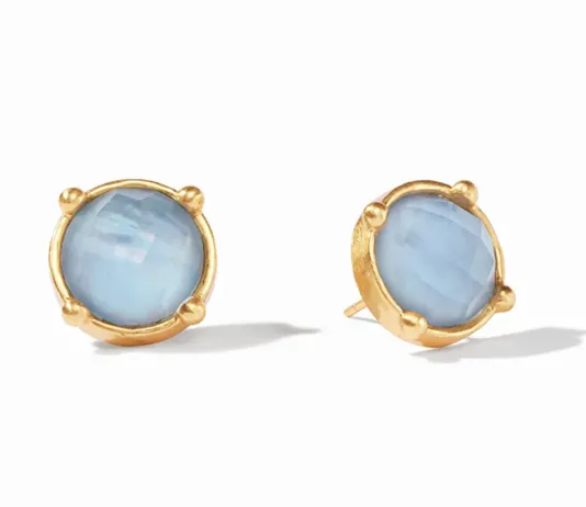The Honey Stud Earring in Chalcedonly Blue