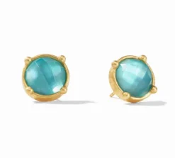 The Honey Stud Earring in Iridescent Bahamian Blue