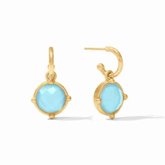 The Honeybee Hoop and Charm in Capri Blue