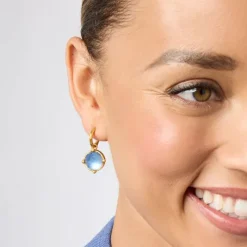 The Honeybee Hoop and Charm in Capri Blue
