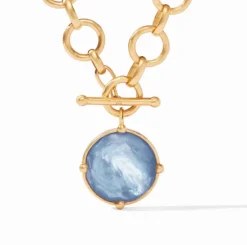 The Honeybee Statement Necklace in Chalcedony Blue