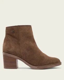 The Inside Zip Ankle Bootie in Mocha