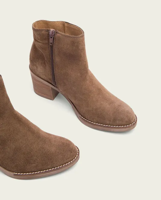 The Inside Zip Ankle Bootie in Mocha