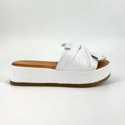 The Knotted Flatform Slide Sandal in White