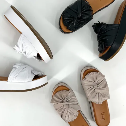 The Knotted Flatform Slide Sandal in White