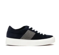 The Lace Sneaker with Chain Detailing in Navy