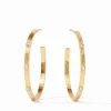 The Large Crescent Stone Hoop in Gold CZ