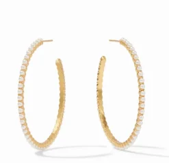The Large Juliet Hoop in Gold Pearl